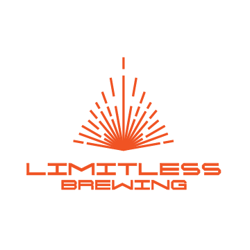 Orange Limitless Brewing logo with radiating sunburst lines above the brand name.