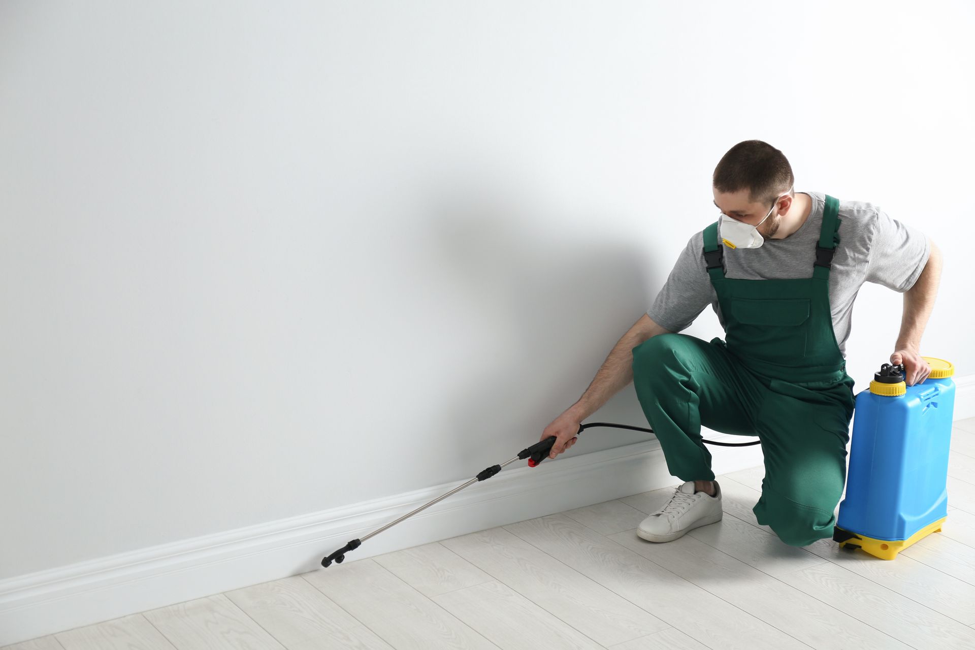A worker is spraying a pesticide.