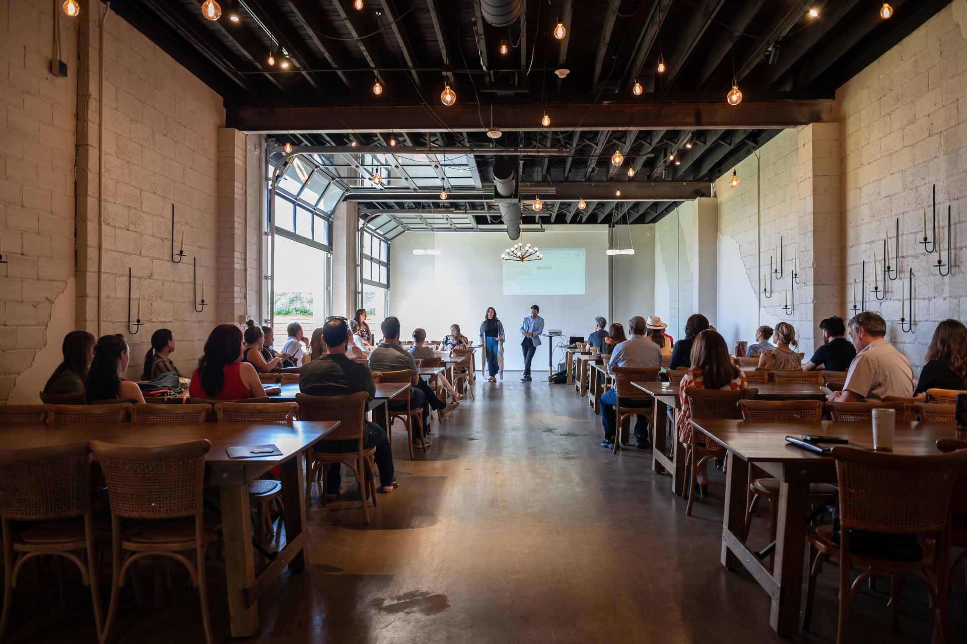 Indoor corporate event space in Longmont, CO.