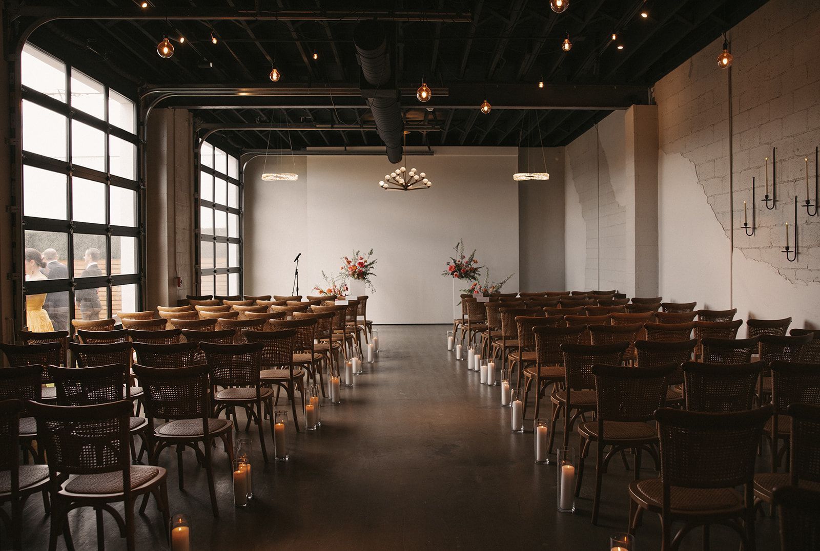 Indoor wedding ceremony space available to rent at Bestow Events in Longmont, CO.