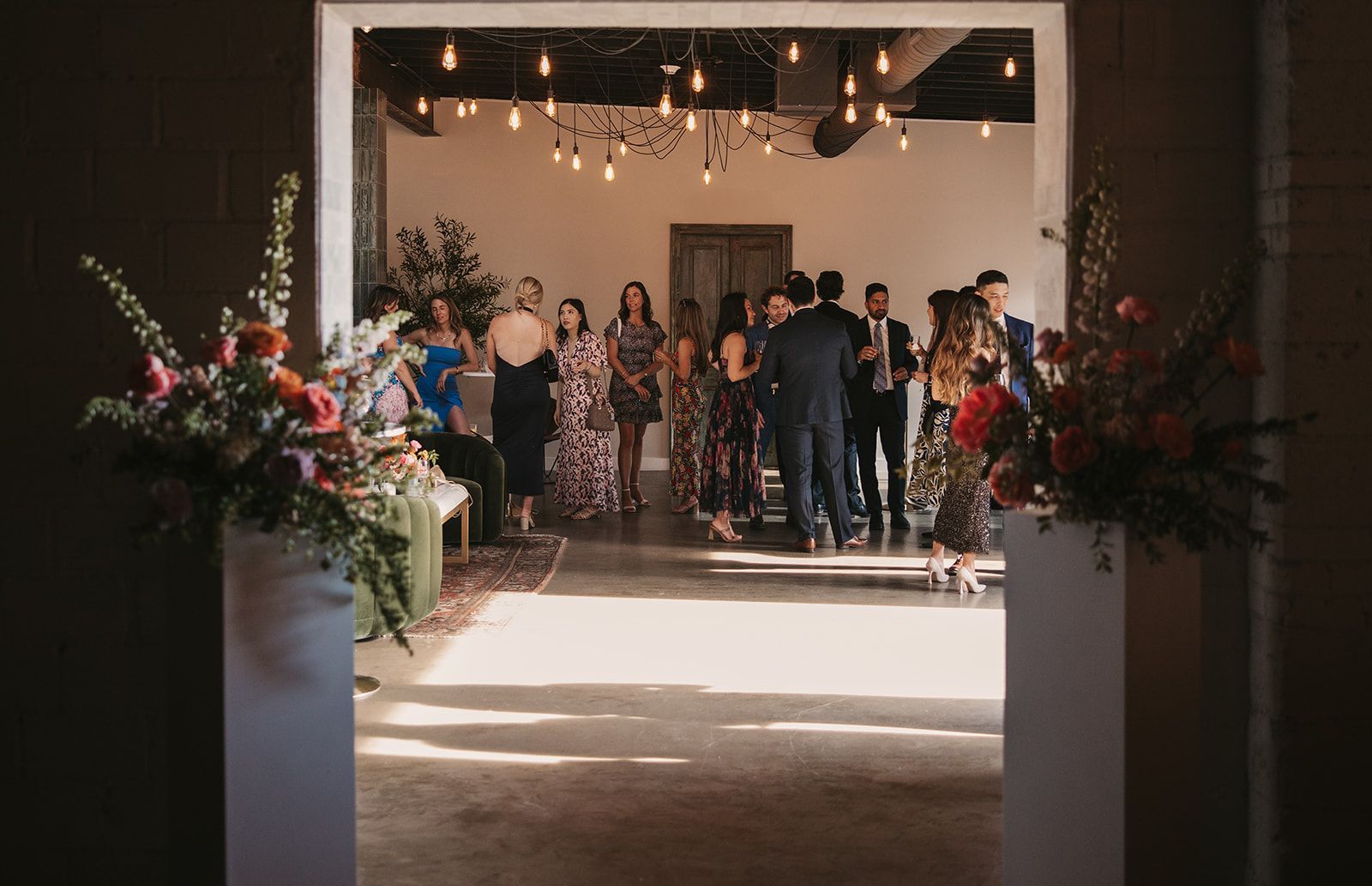Guests enjoying a wedding reception at Bestow Events in Longmont, CO.