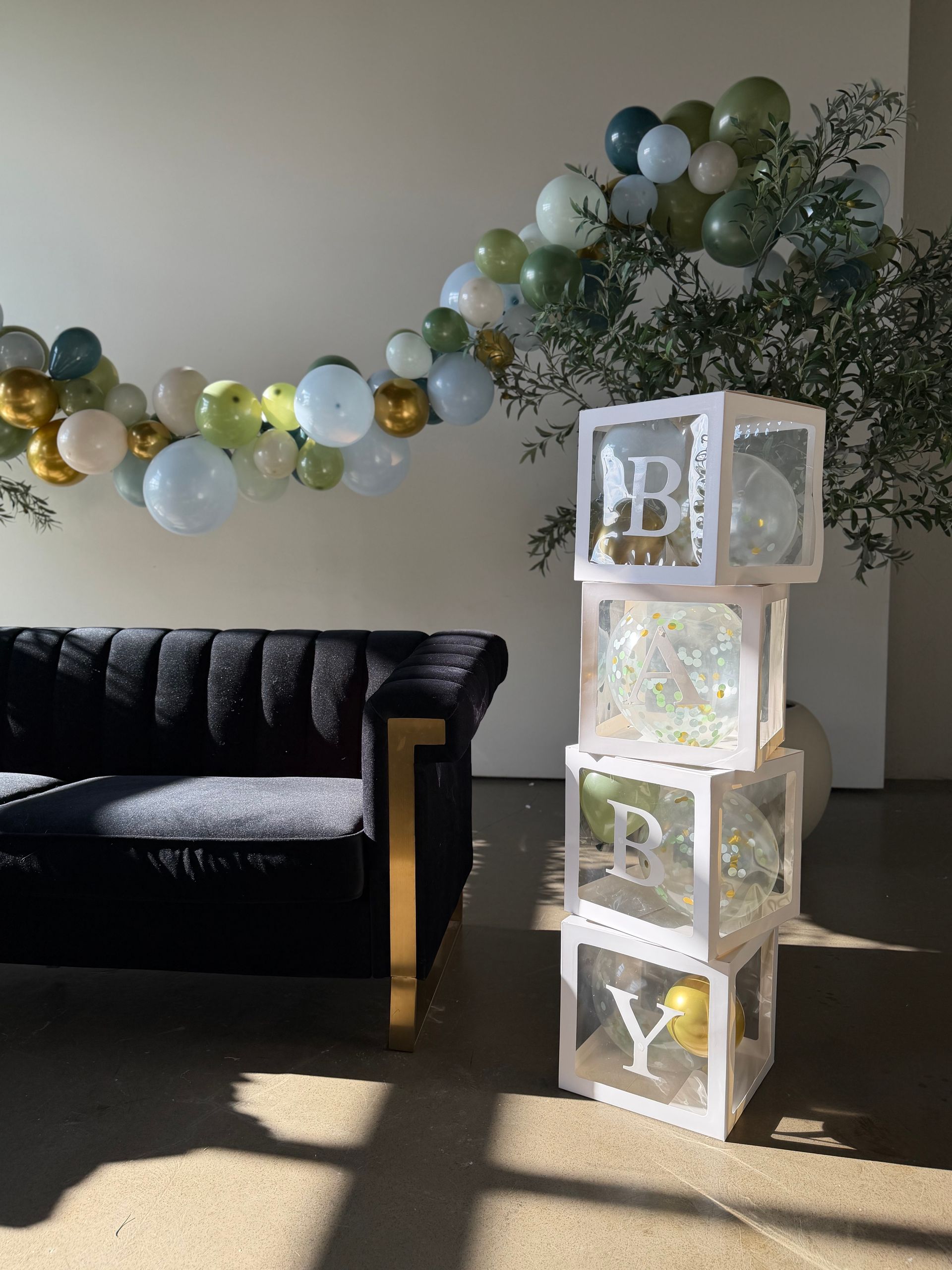 Baby shower decor at event space in Longmont, CO.