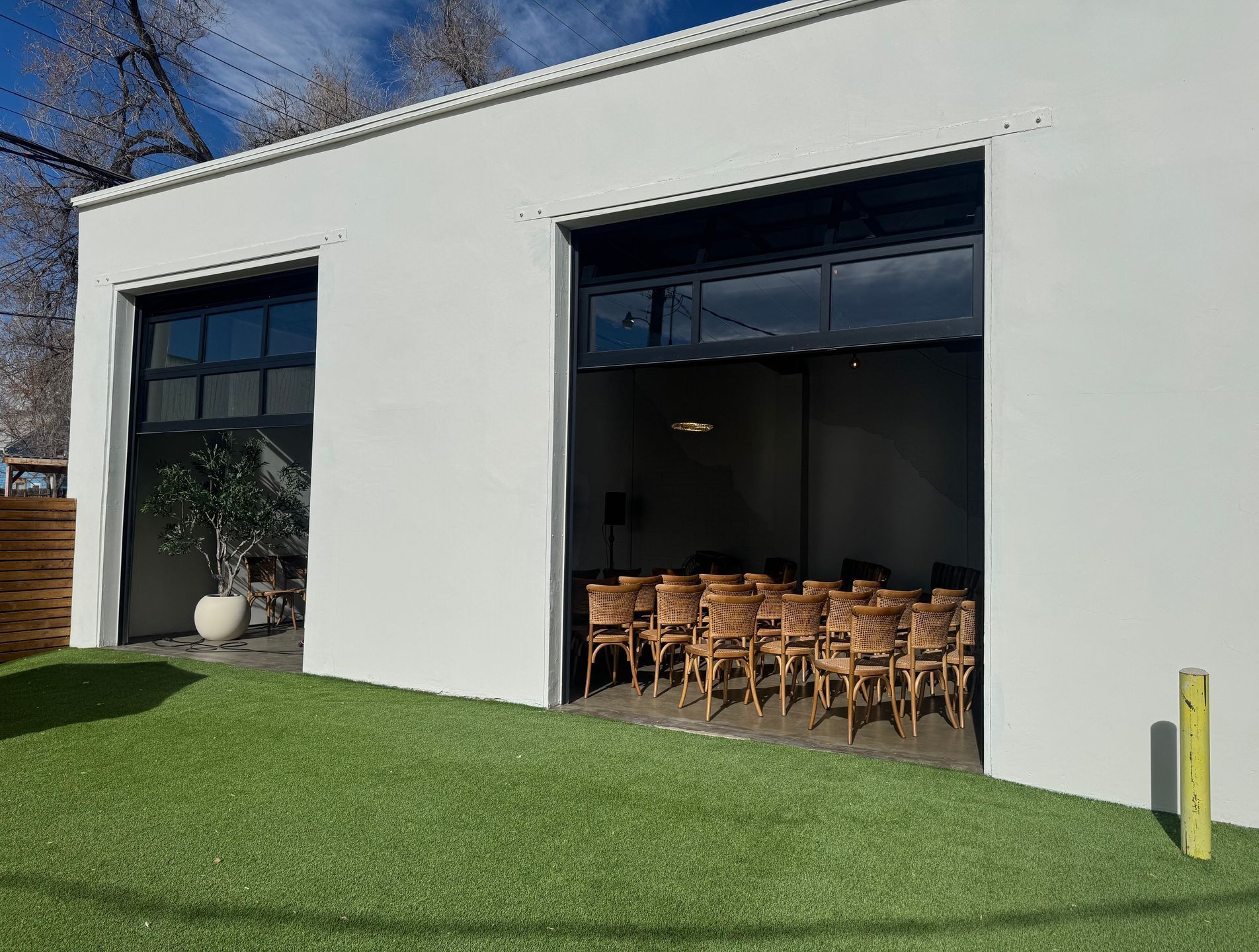Mix of indoor and outdoor space for rent at Bestow Events in Longmont, Colorado.