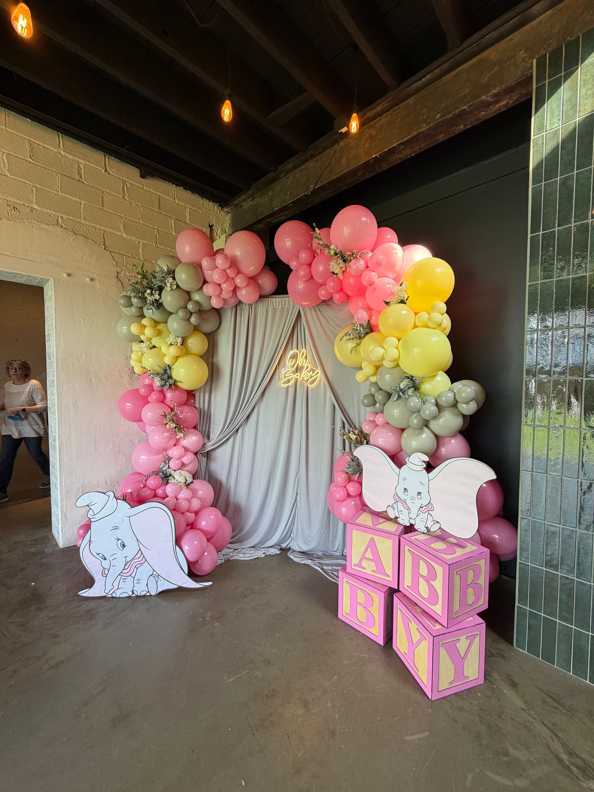 Baby shower decor at indoor event space in Longmont, CO.