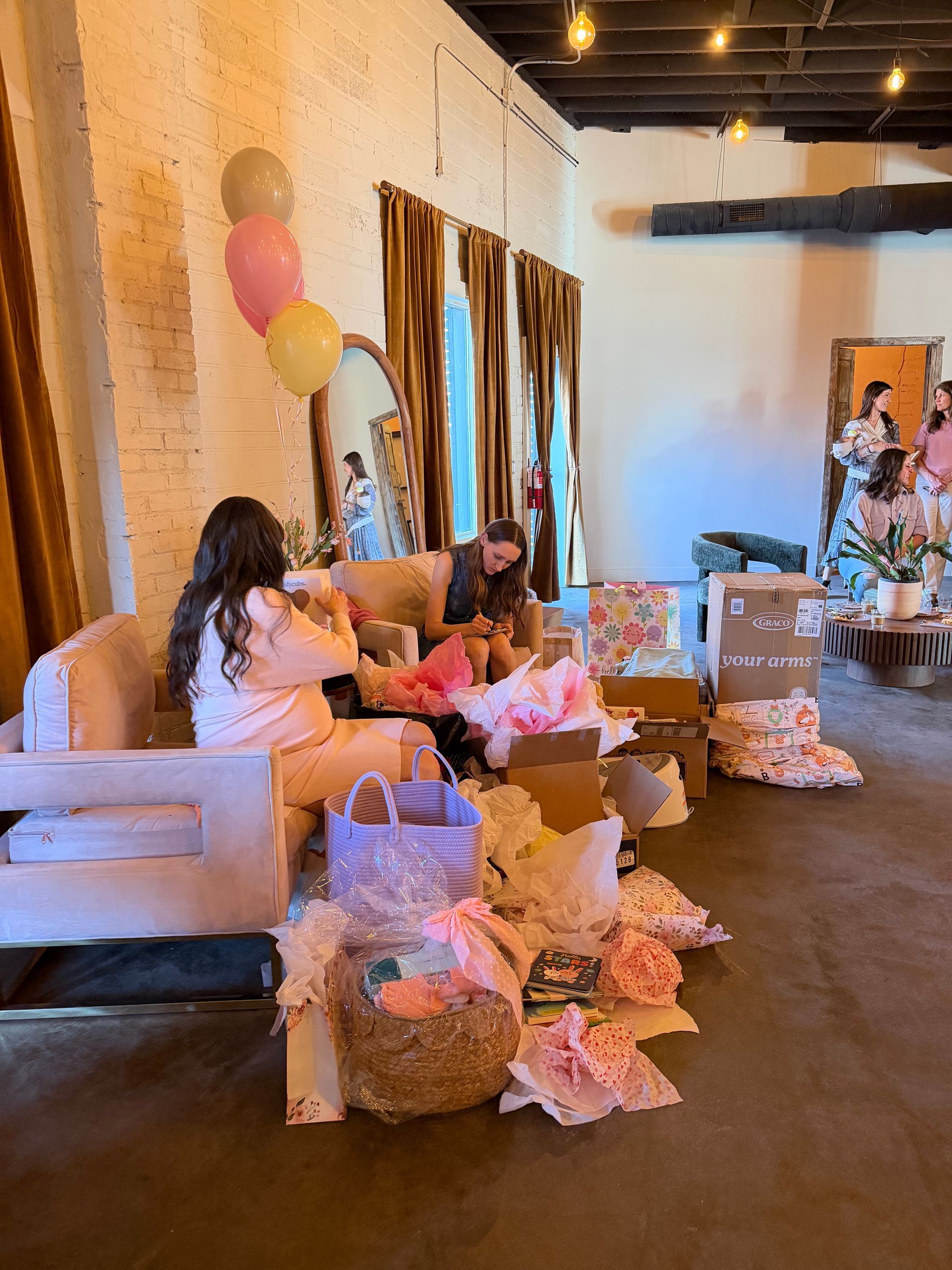 Indoor baby shower at event space near Boulder, CO.