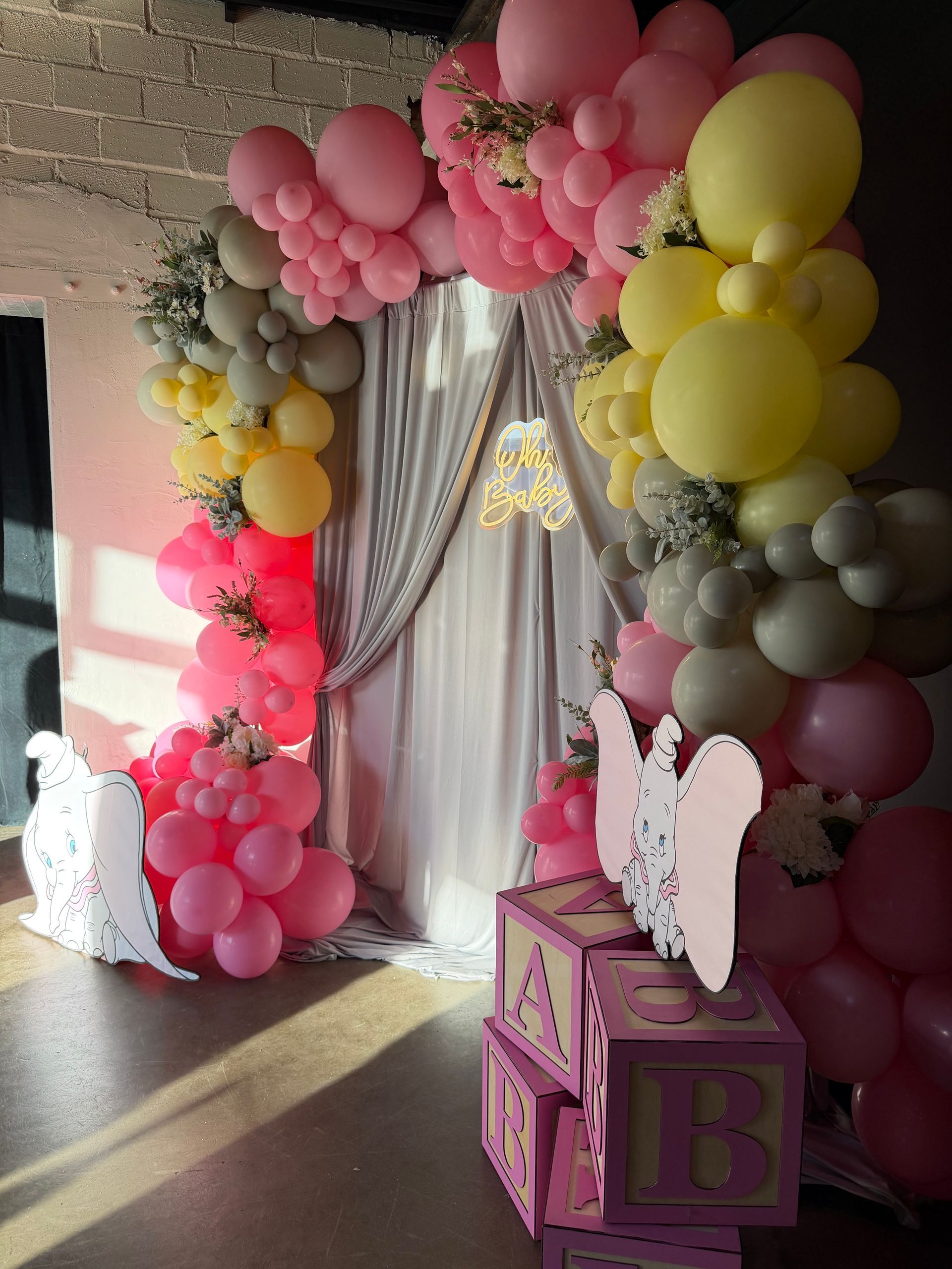 Baby shower decor at party rental space near Boulder, CO.
