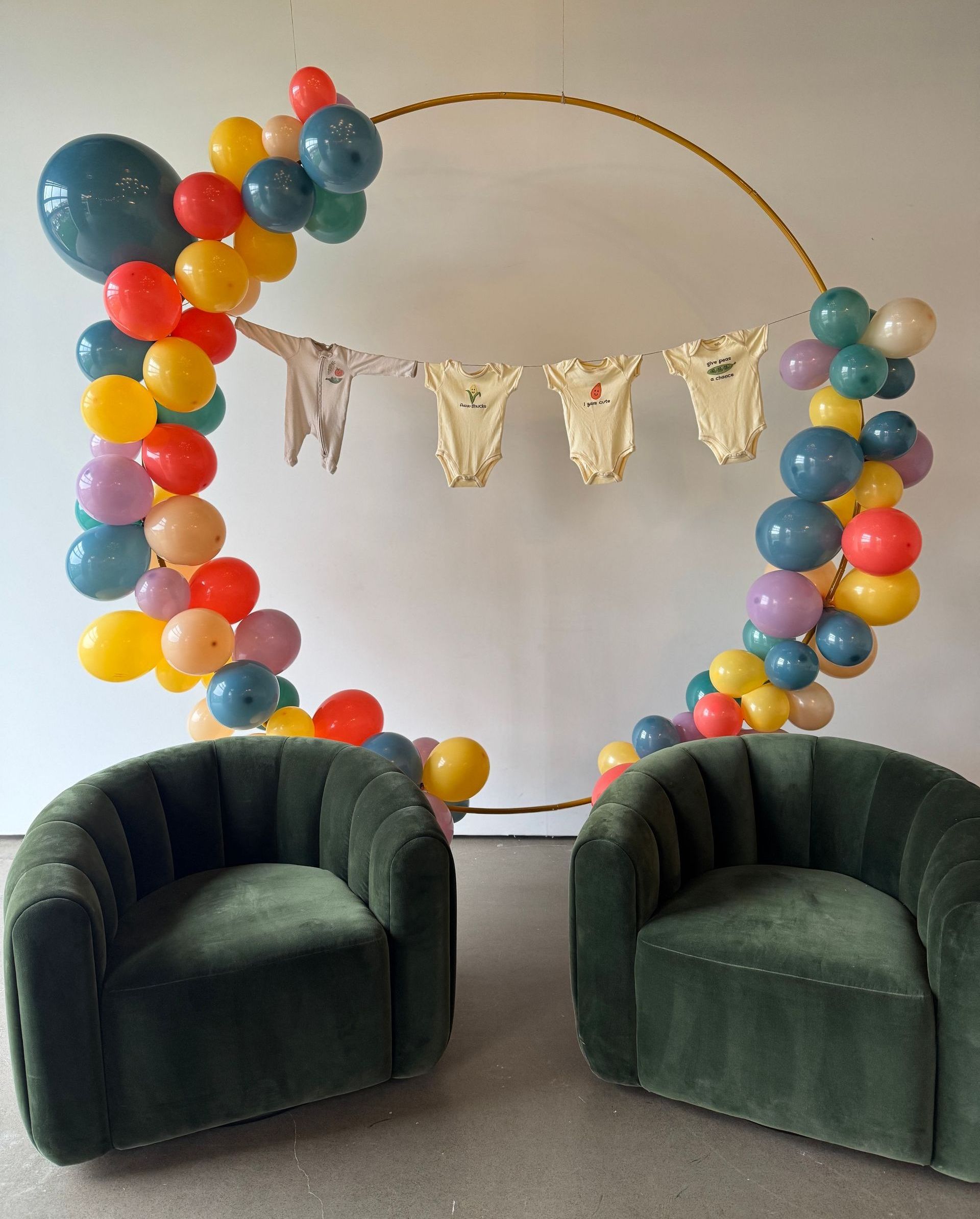 Baby shower decorations at event hall in Longmont, CO.