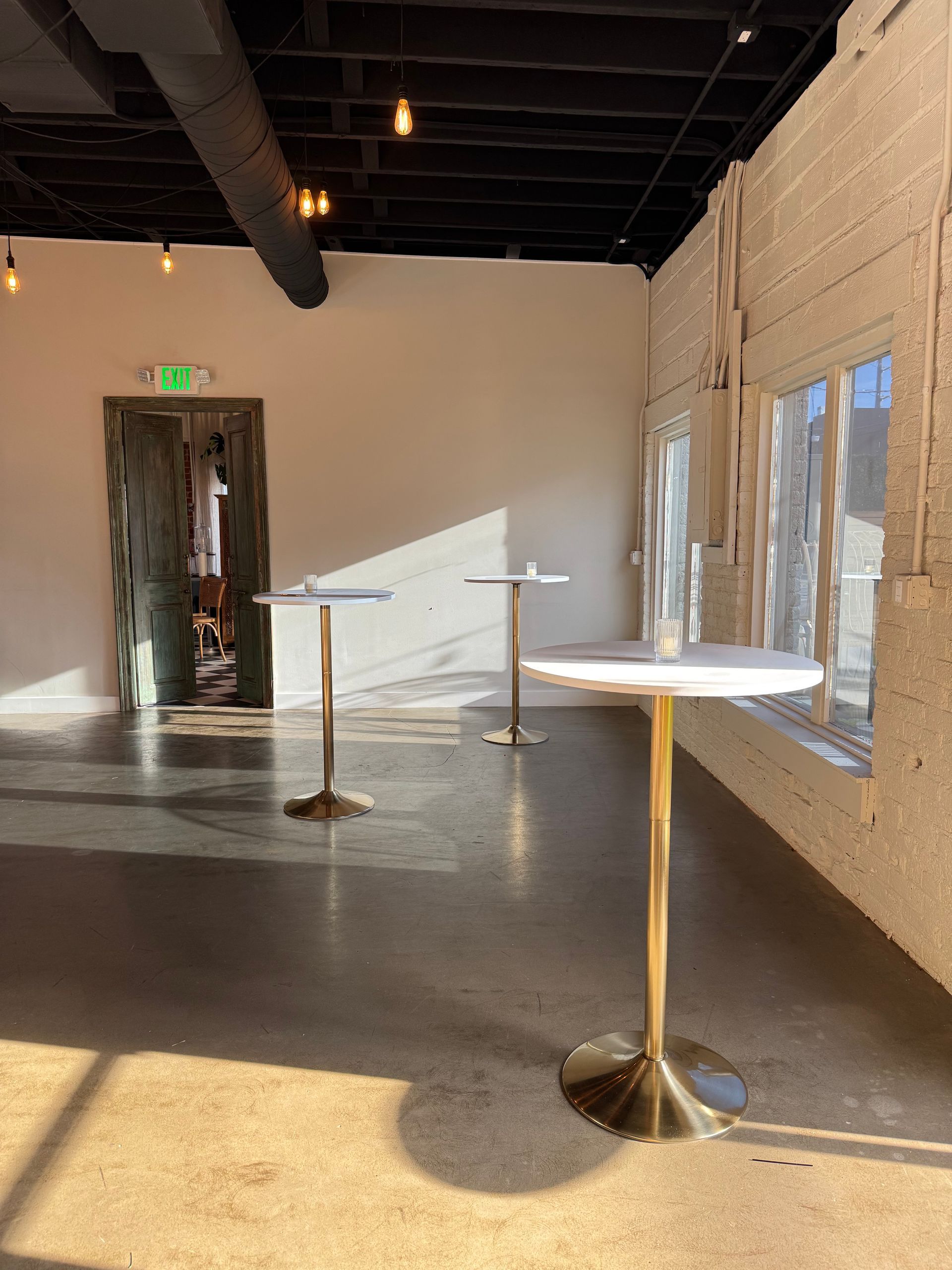 Bright and modern cocktail area at Bestow Events in Longmont, CO.