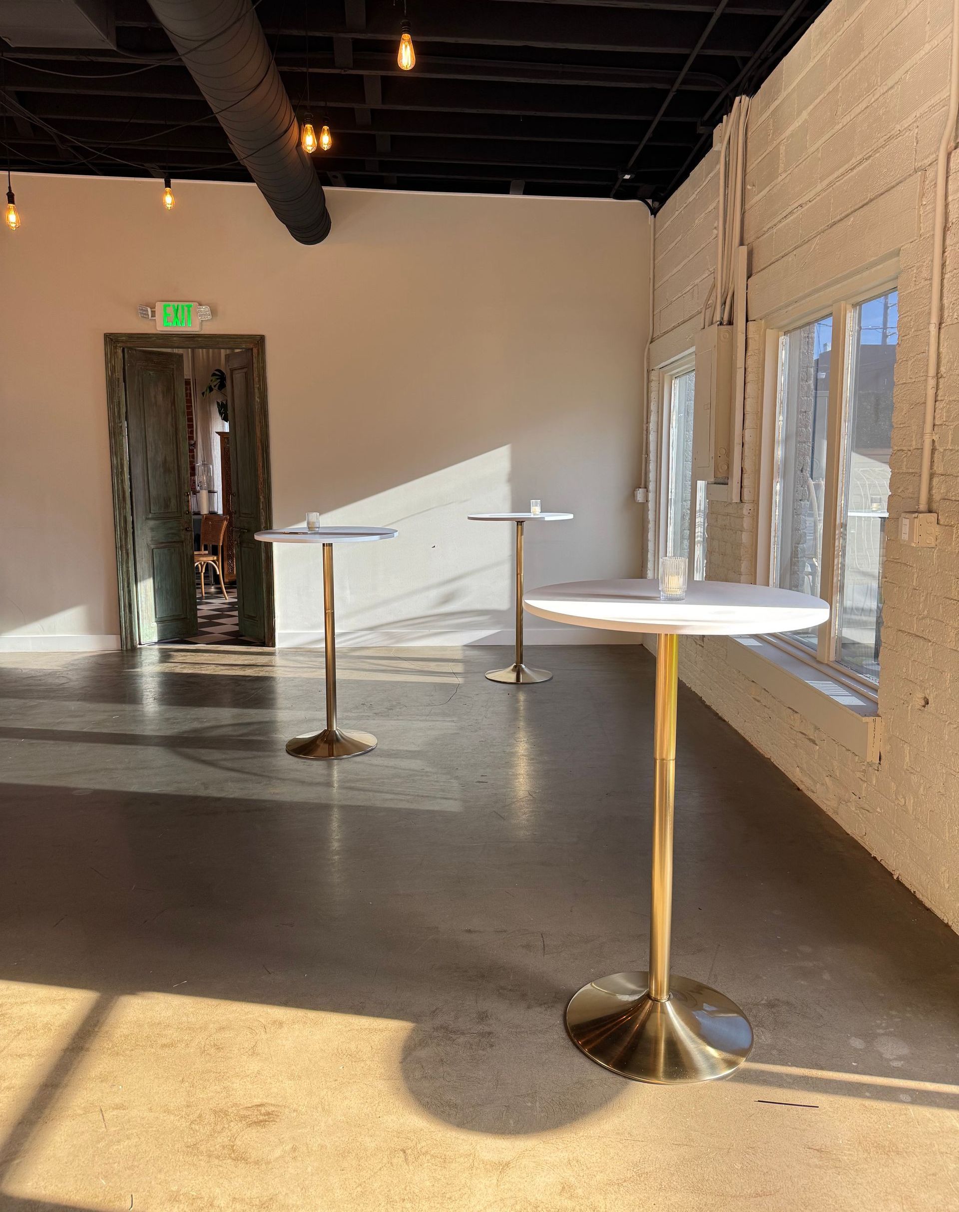 Modern cocktail area space for rent at Bestow Events in Longmont, CO.