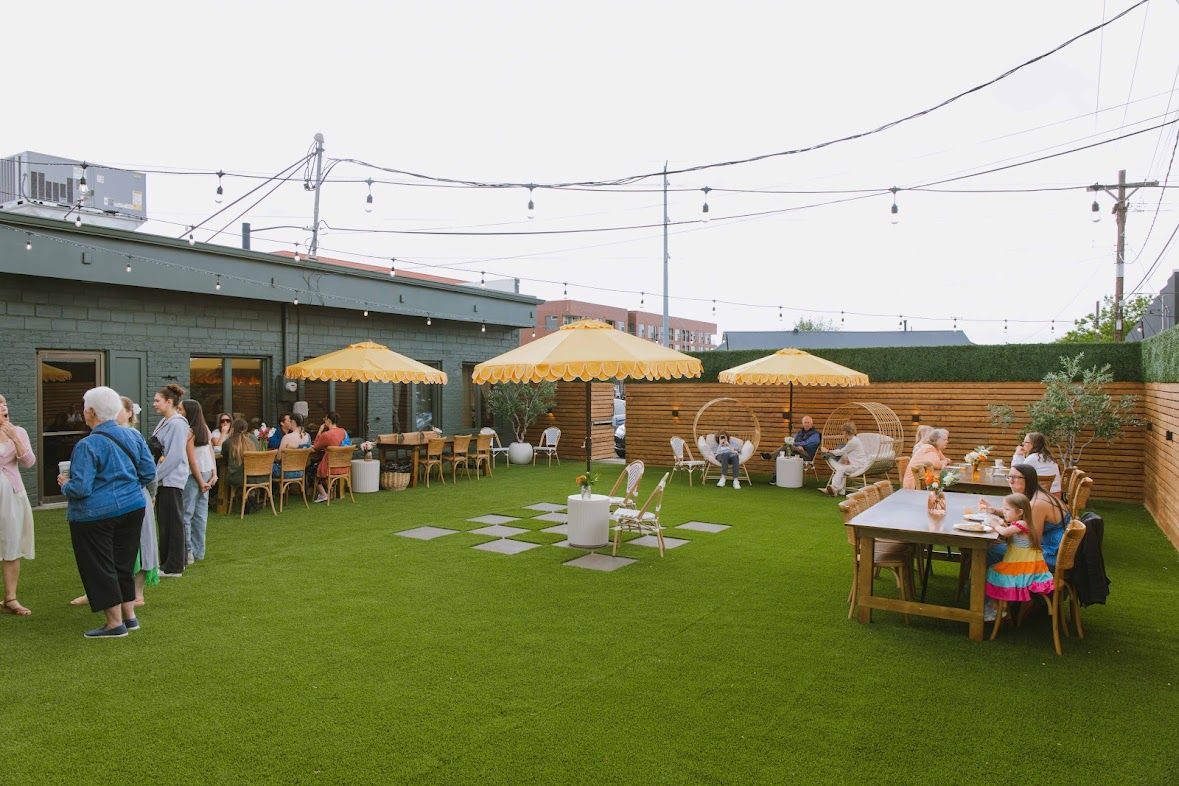 Modern outdoor space available for party rentals in Longmont, Colorado.