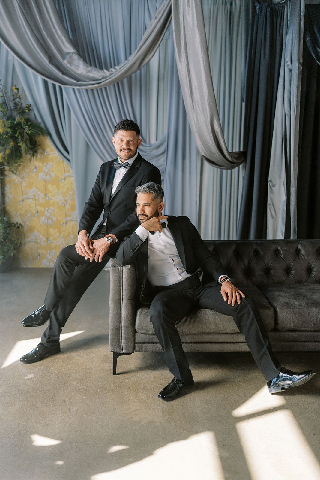 Couple posing at photoshoot space for rent near Boulder, Colorado.