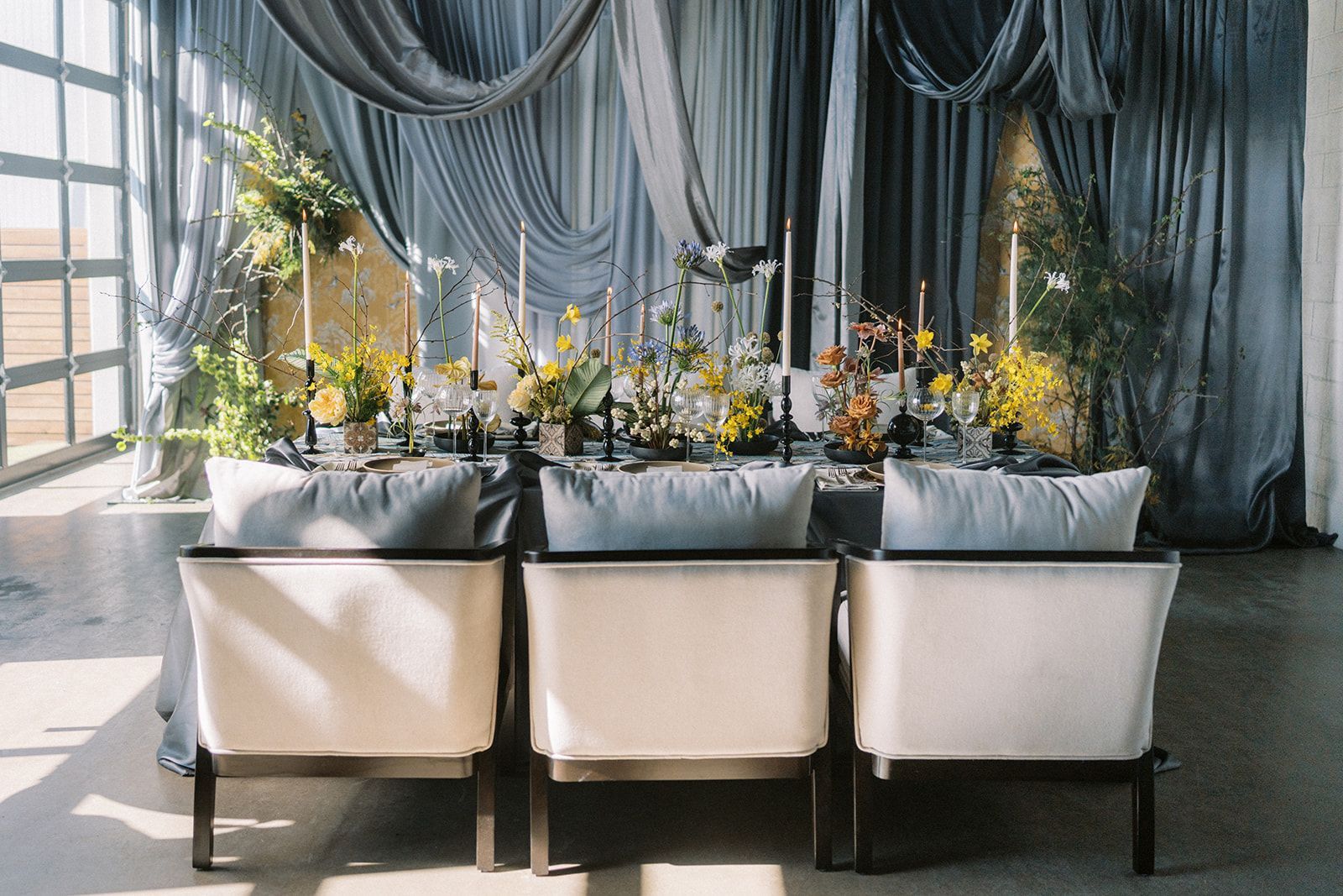 Tablescape florals and styling at photoshoot space for rent in Longmont, CO.