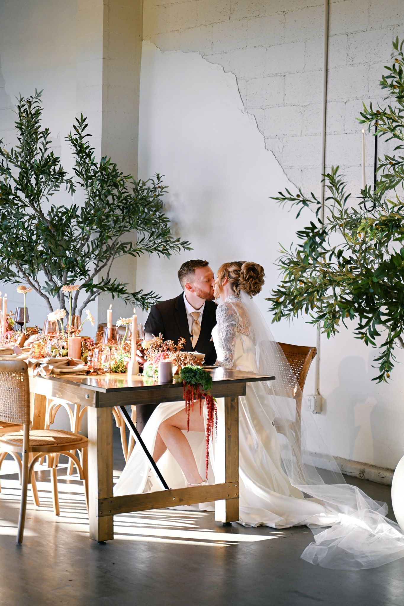 Modern decor at wedding reception space for rent near Boulder, Colorado.