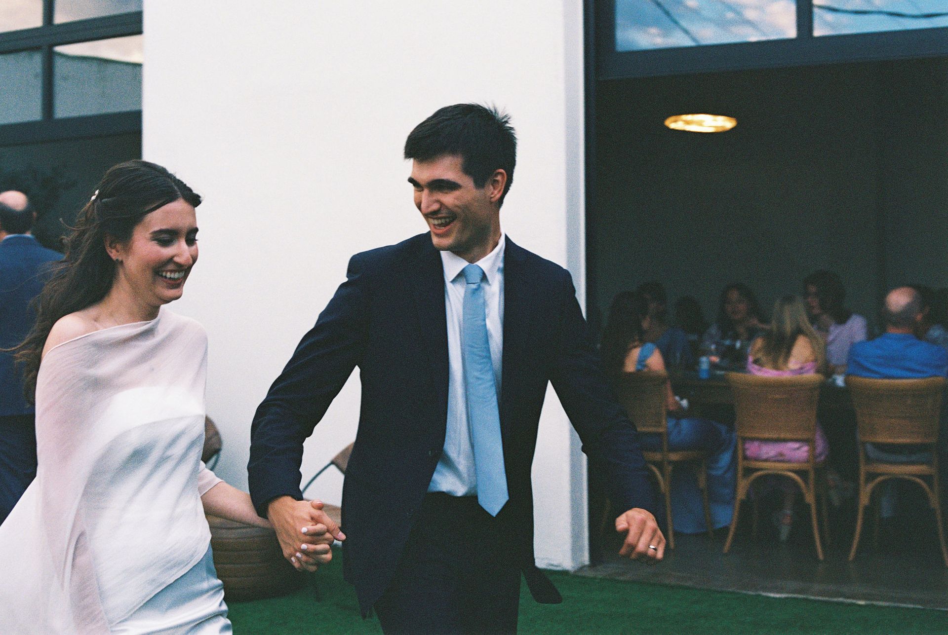 Newlywed couple at their wedding reception at Bestow Events in Longmont, CO.