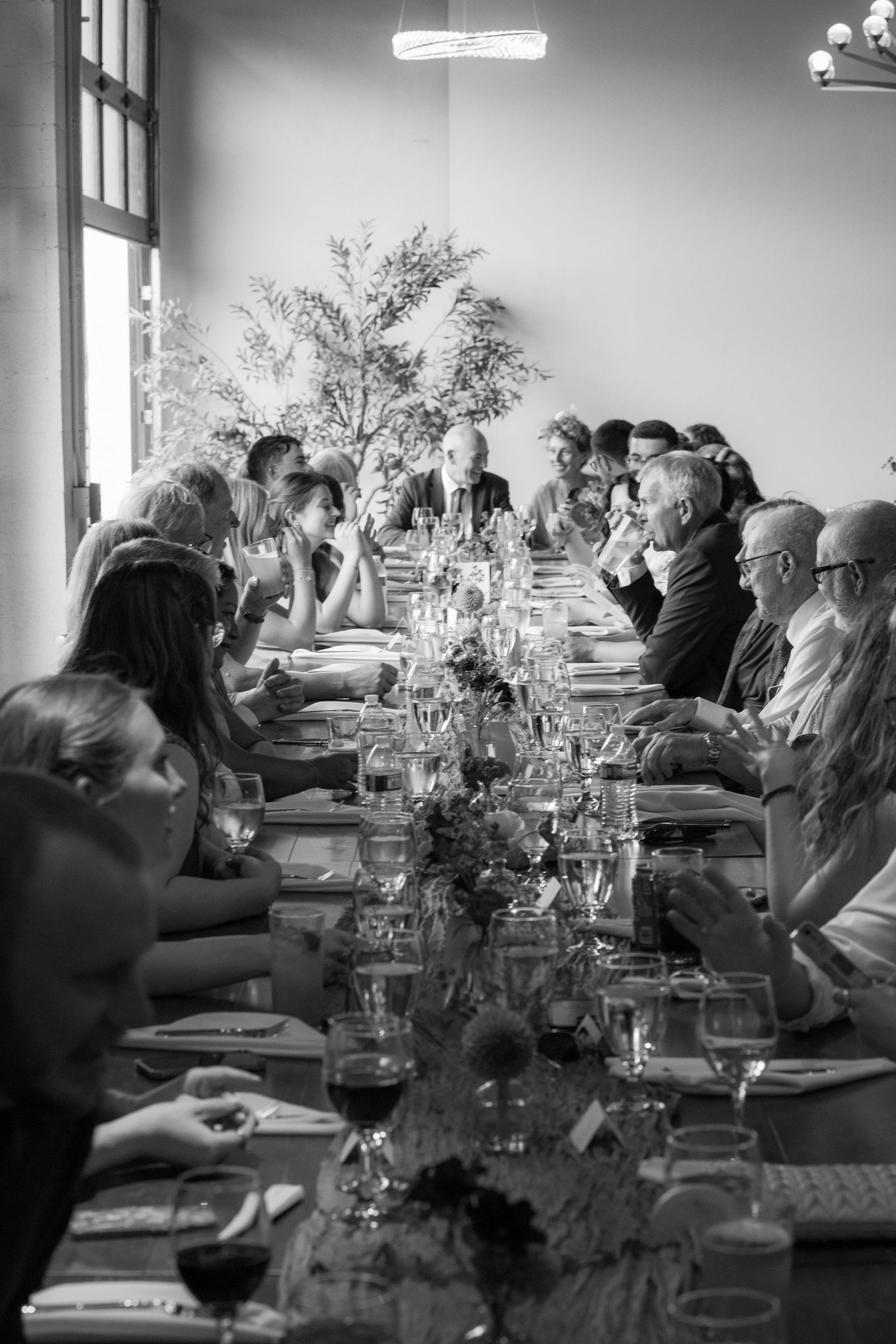 Wedding reception dinner at Bestow Events in Longmont, CO.