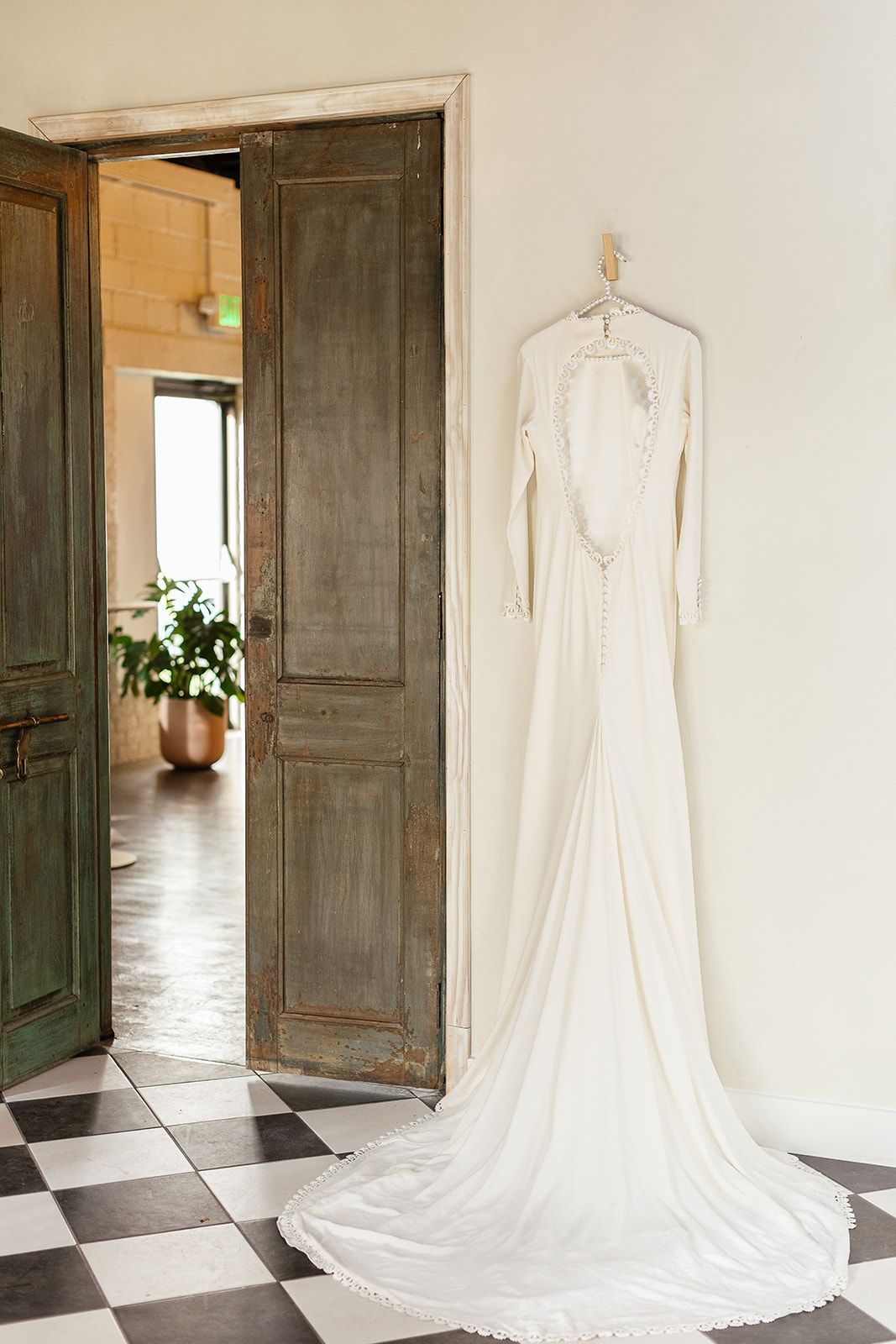 Wedding dress in bridal suite at Bestow Events in Longmont, CO.
