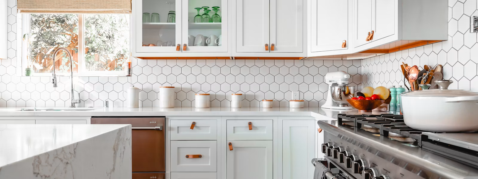 Appliance maintenance service in Fresno, CA, clean modern kitchen with oven and stove,.