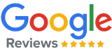 Google Reviews logo with five stars. The word 
