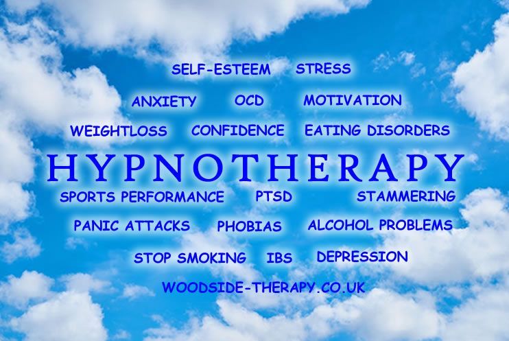 An image showing various problems that can be helped with hypnotherapy with The Woodside Practice