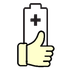 A positive battery and thumbs up