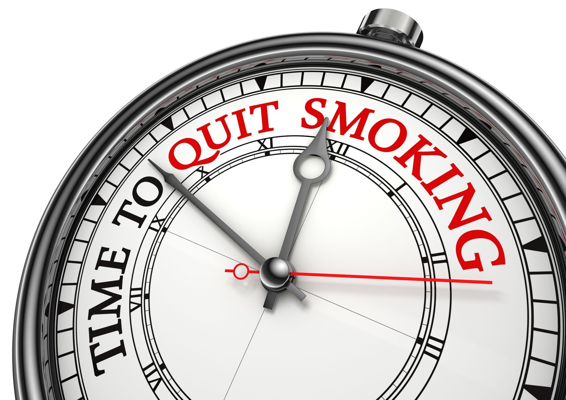 A clockface with the text Time to Quit Smoking with The Woodside Practice