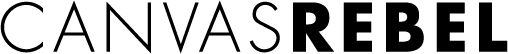 The word rebel is written in black on a white background