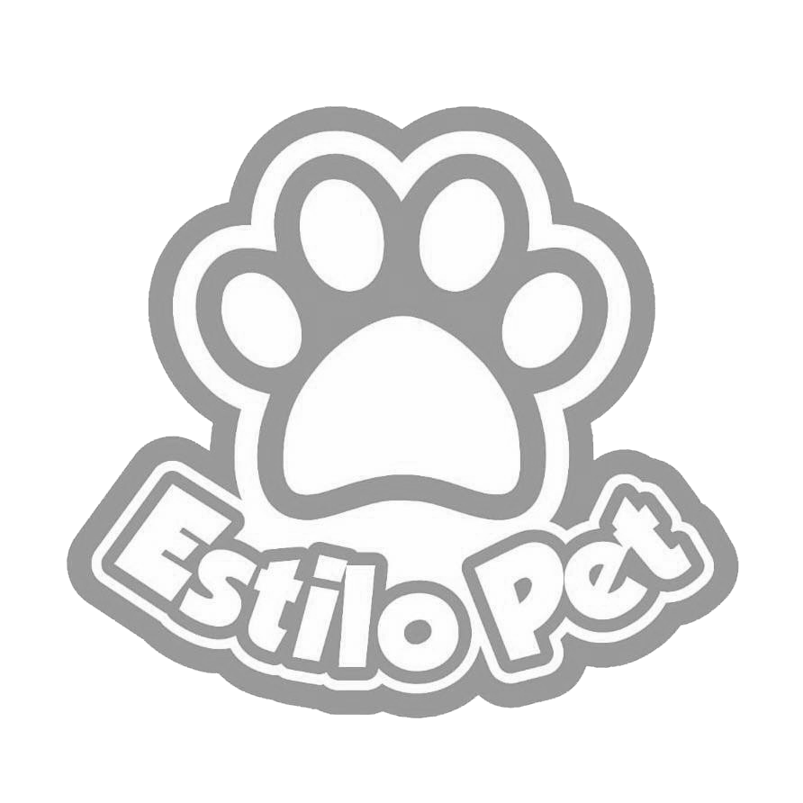O logotipo do estilo pet mostra uma pegada e as palavras estilo pet.