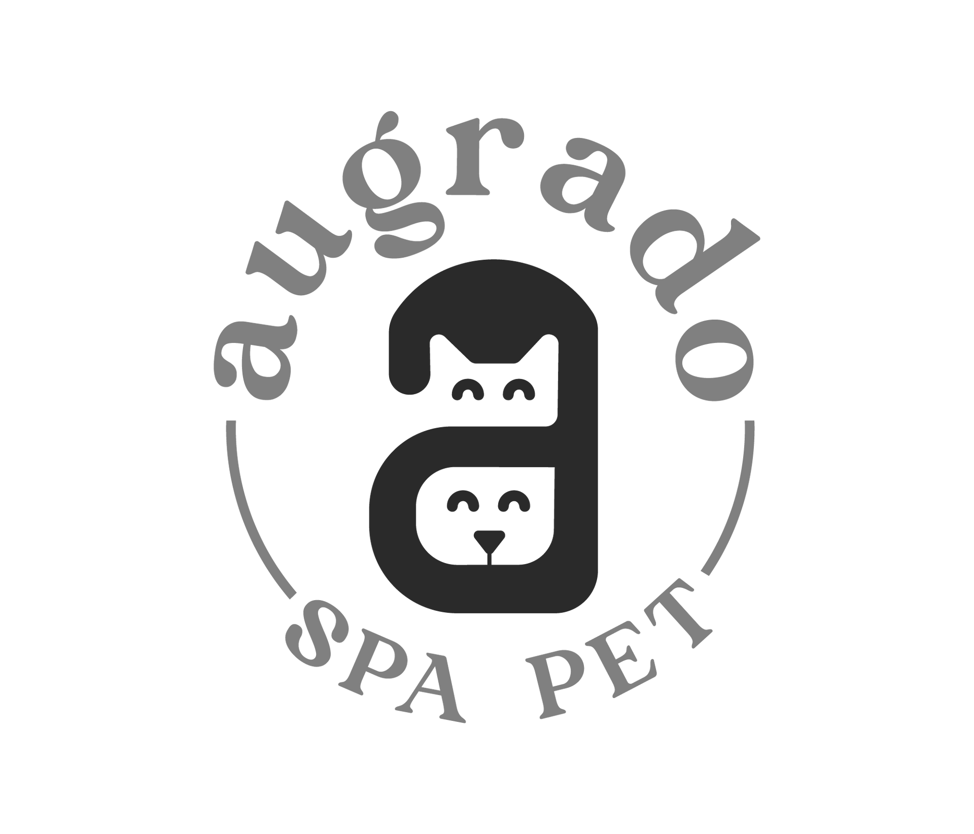 Um logotipo em preto e branco para um spa para cães e gatos.