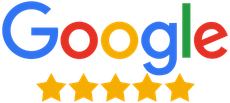 Logo di Google sopra cinque stelle dorate