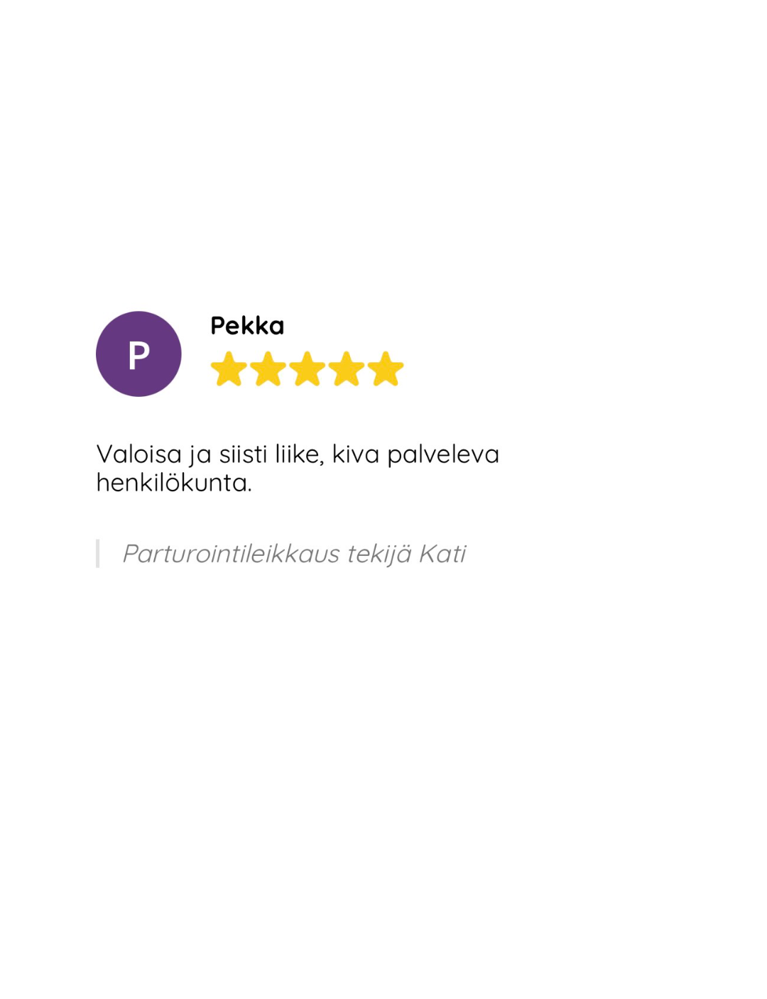 A picture of a person 's review on a website.
