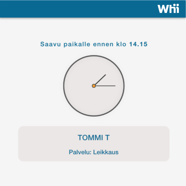 A clock on a screen that says tommi t