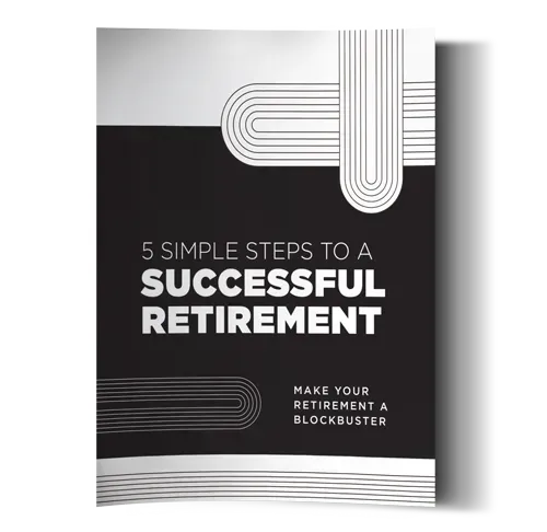 Book cover reading “5 Simple Steps to a Successful Retirement” in black, white, and gray.