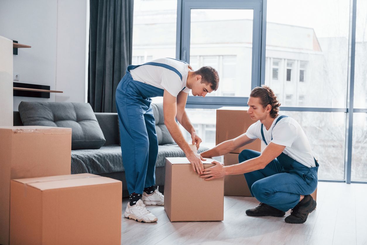 Two People Packing Up Boxes
