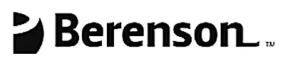 A black and white logo for berenson on a white background