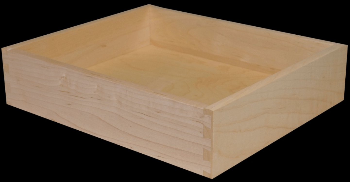 A small wooden box with a black background