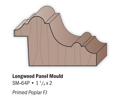 Longwood panel mould sm-64p 1 1/4 x 2 primed poplar fj