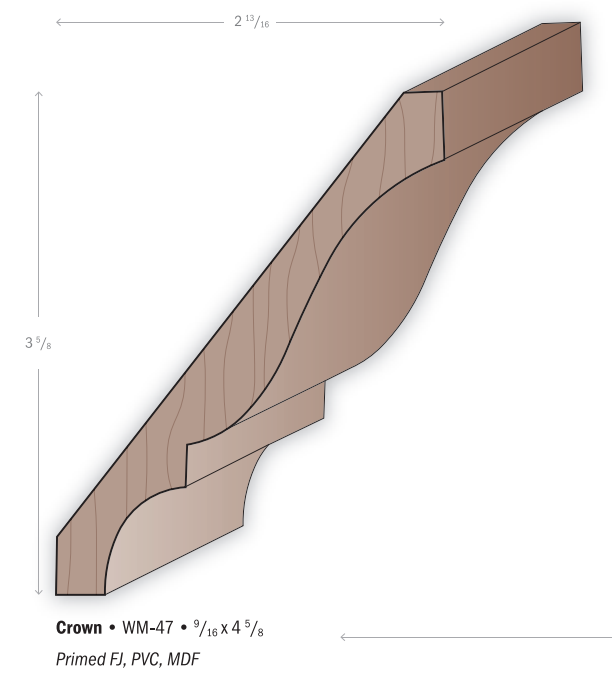 A drawing of a wooden crown with measurements