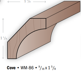 A drawing of a wooden beam that says cove on it