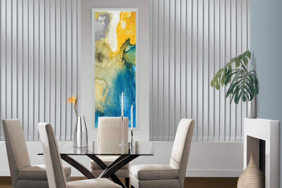 Somner® Custom Vertical Blinds from Hunter Douglas hanging in a Florida home