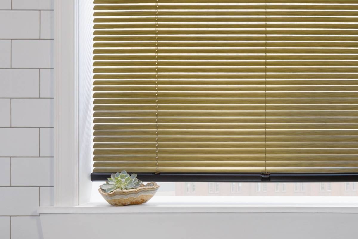 Modern Precious Metals® Aluminum Blinds in bathroom near Sarasota, FL
