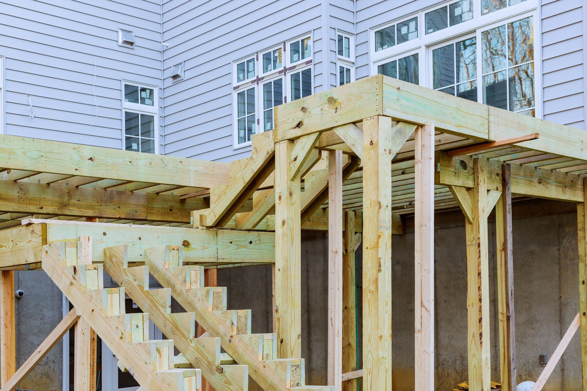 Wooden deck under construction