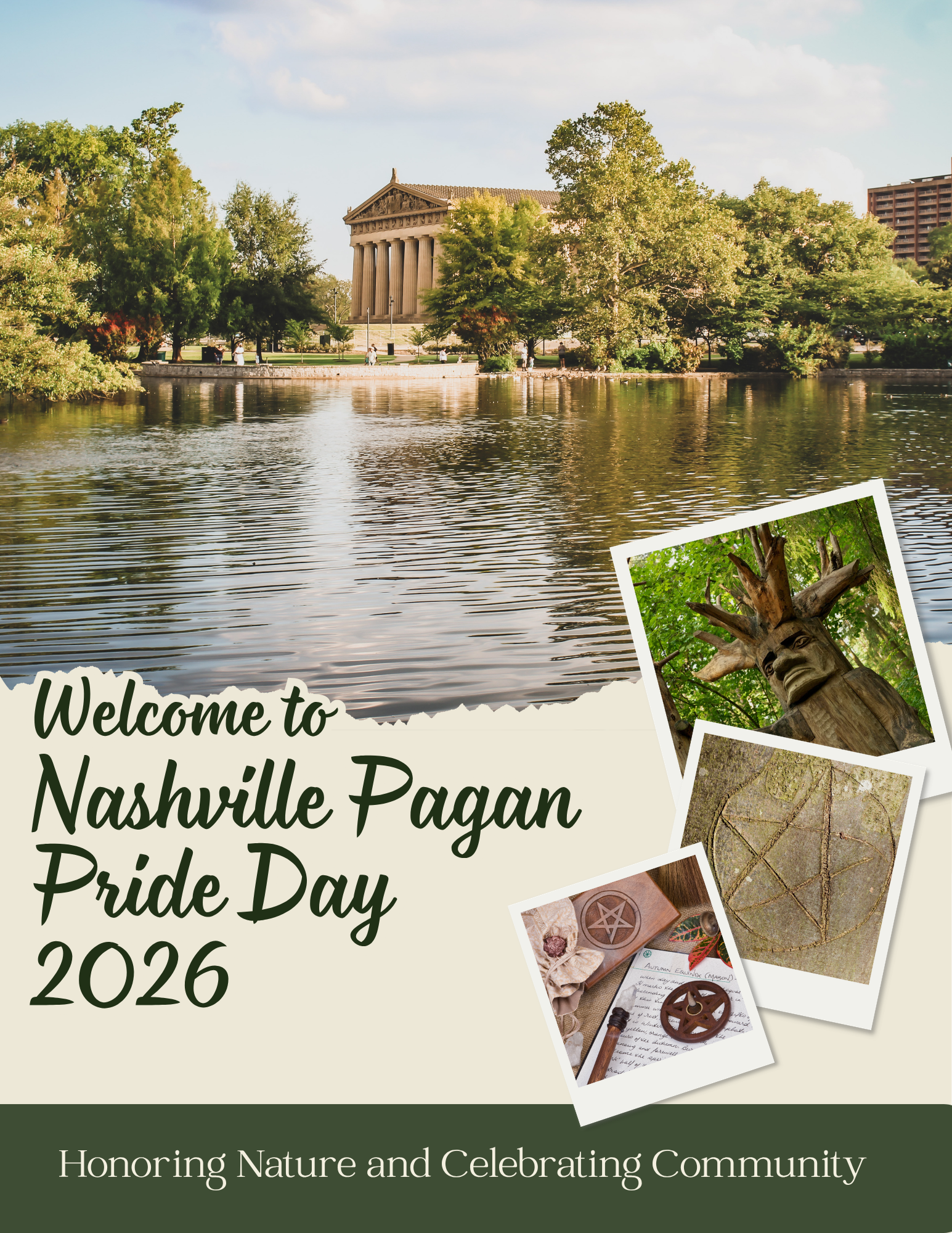 Thank you sponsors sign for Nashville Pagan Pride Day 2026 listing platinum, gold, silver and bronze sponsors