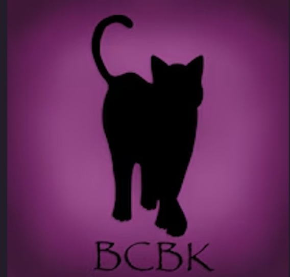 Black cat silhouette on a purple background with “BCBK” text below