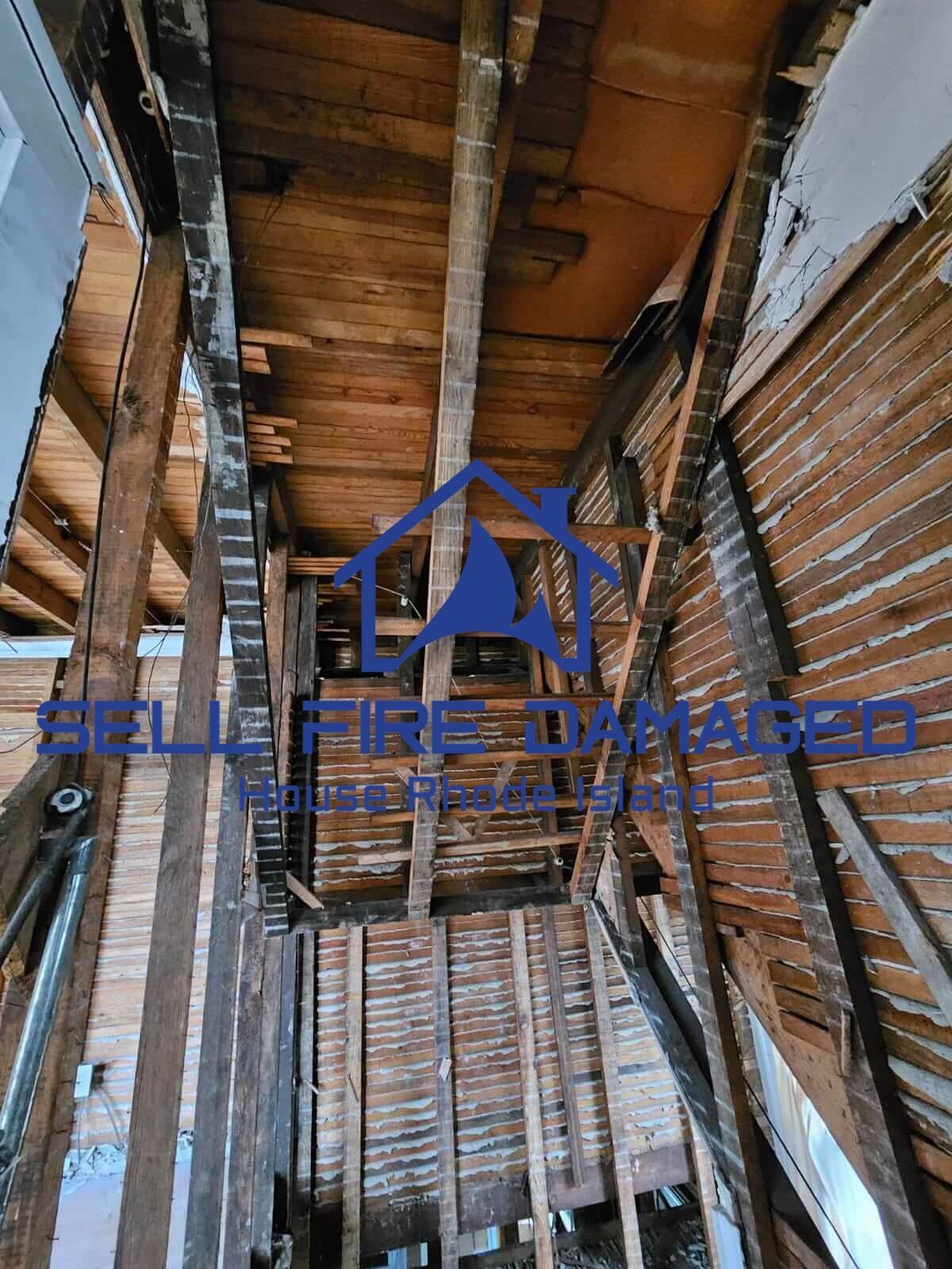 A house with fire damage in Rhode Island