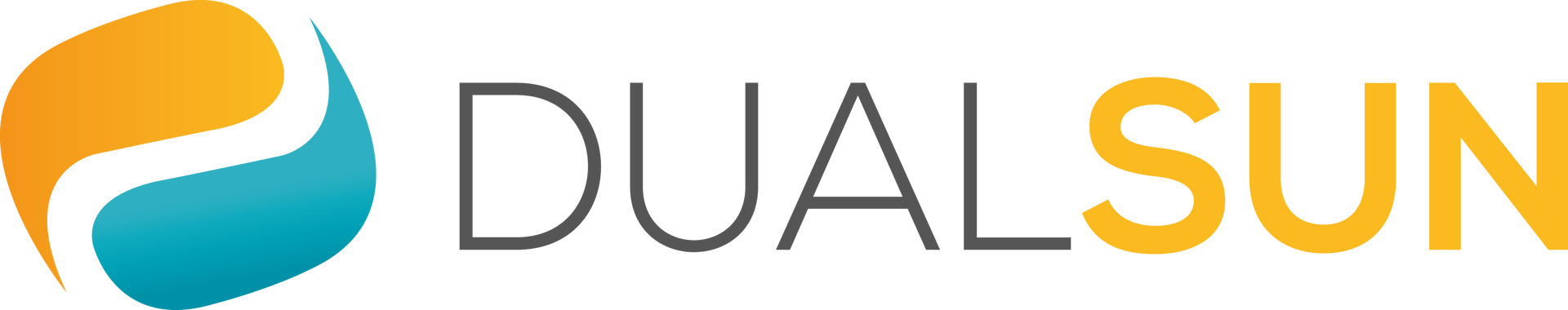 Le logo dualsun est bleu et orange et ressemble à un soleil.