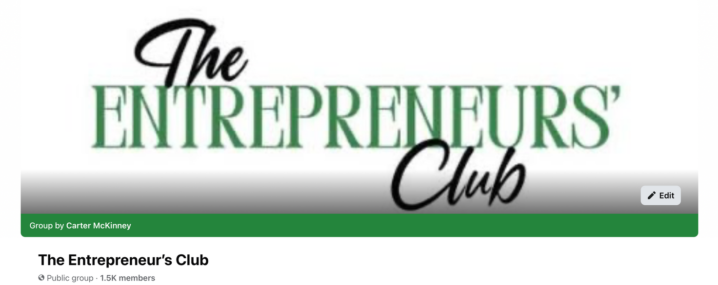 The Entrepreneurs’ Club logo in black and green with a green navigation bar underneath