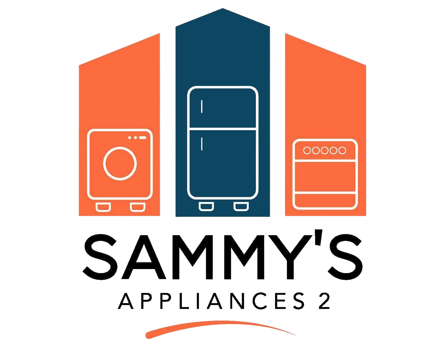 Sammy’s Appliances 2 logo with orange and navy appliance icons