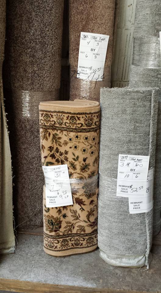 Rolls of carpet remnants