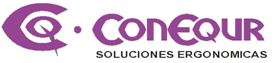 Logotipo de CONFEQUE en color púrpura con el lema “SOLUCIONES ERGONÓMICAS” debajo.