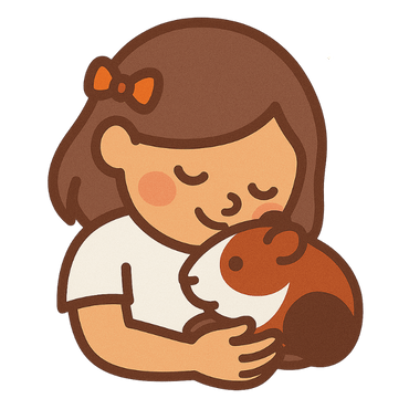 Girl hugging a brown and white guinea pig.